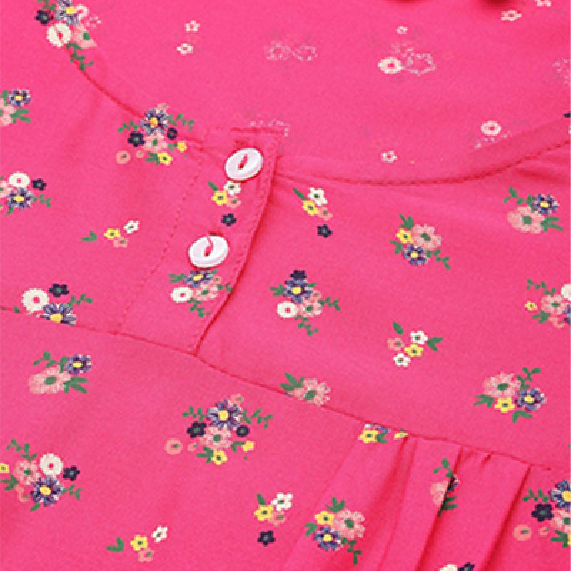 Women Magenta Pink Floral Print Viscose Rayon Regular Nightdress