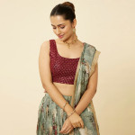 Sage Green Floral Printed Lehenga