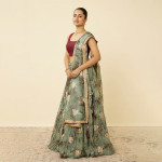 Sage Green Floral Printed Lehenga