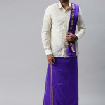 Men Blue Solid Pure Silk Dhoti