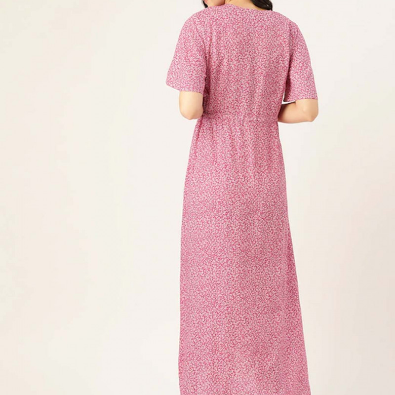 Women Pink & White Printed Sustainable Maternity